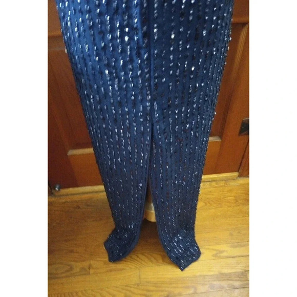 MAC DUGGAL Navy SEQUIN Beaded Gown Sz 2 93603 SLEEVELESS Prom Gala Pageant Dress - Picture 9 of 12